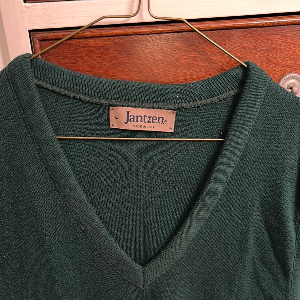 Jantzen  Green Sweater Vest Made I. The U.S.A.